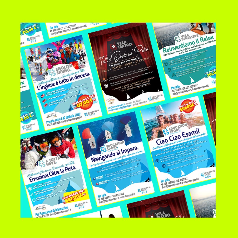 Graffetta comunicazione - Locandine Education Sport per la campagna di comunicazione di esperienze formative per ragazzi e adulti.
